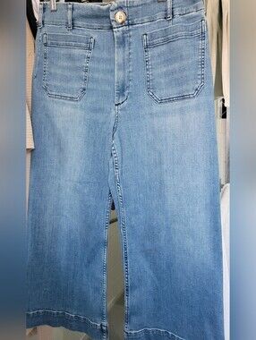 Antropologie By MAEVE Women's Denim Cropped Wide Leg High Rise Jean The Collete